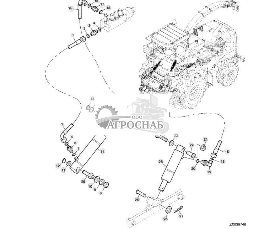 HYDRAULIC LINES AND TENSIONING CYLINDER 